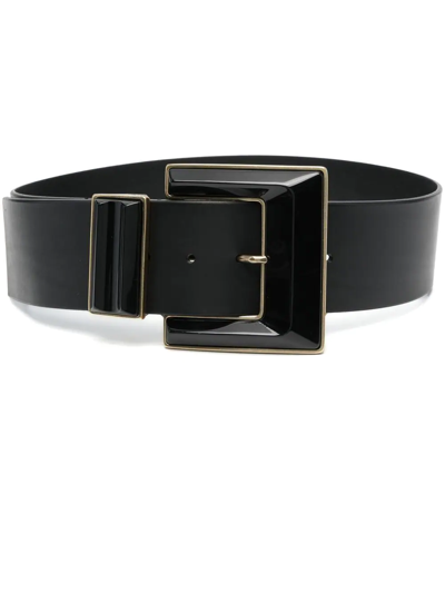 Etro Belt With Geometric Maxi Buckle In Black