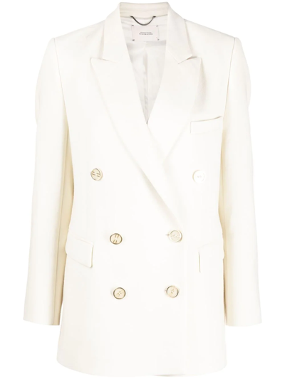 Dorothee Schumacher Logo-button Double-breasted Blazer In Neutrals