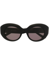 Balenciaga Rive Gauche Round Frame Sunglasses In Schwarz