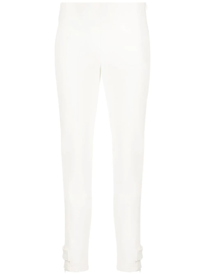 Moncler Buttoned-cuff Twill Slim-leg Trousers In White