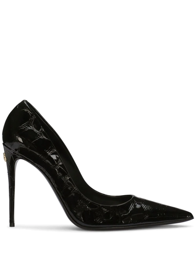 Dolce & Gabbana Décolleté 105mm Crocodile-embossed Pumps In Black