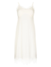 Simone Rocha Lace-trim Crepe De Chine Midi Slip Dress In Weiss