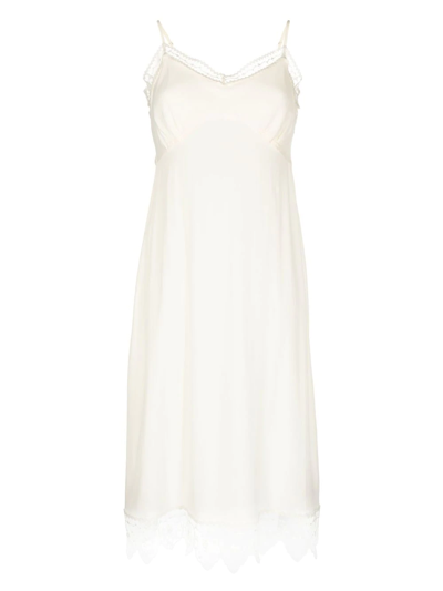 Simone Rocha Lace-trim Crepe De Chine Midi Slip Dress In Nude