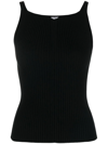 Courrèges Holistic Rib Knit Viscose Blend Tank Top In Black