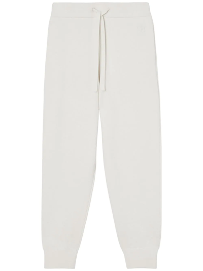 Burberry Tb Monogram Embroidered Track Trousers In White