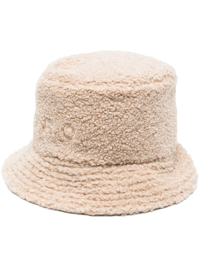Iro Veneto Fabric Bucket Hat In Beige Fake Fur