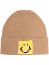 Joshua Sanders Smiley-patch Ribbed Beanie In Nude