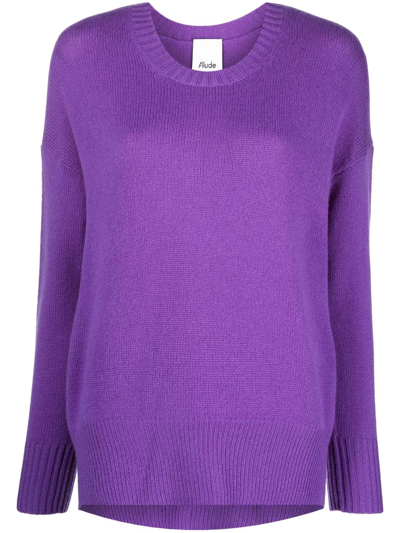Allude Crew Neck Cashmere Sweater In Violett
