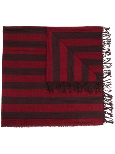 Uma Wang Striped Wool-blend Scarf In Braun
