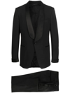 Tom Ford Satin-trimmed Wool And Silk Pant Suit In Black