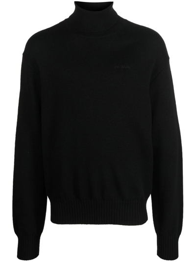 Off-white For All Knit Wool Turtleneck Sweater In Black