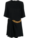 Stella Mccartney Chain-detail Draped Mini Dress In Schwarz
