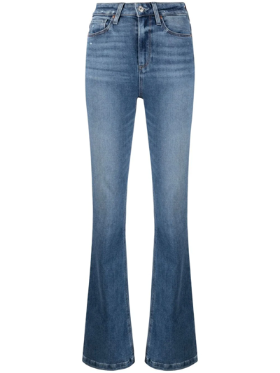 Paige High-waisted Flared Jeans In Blau