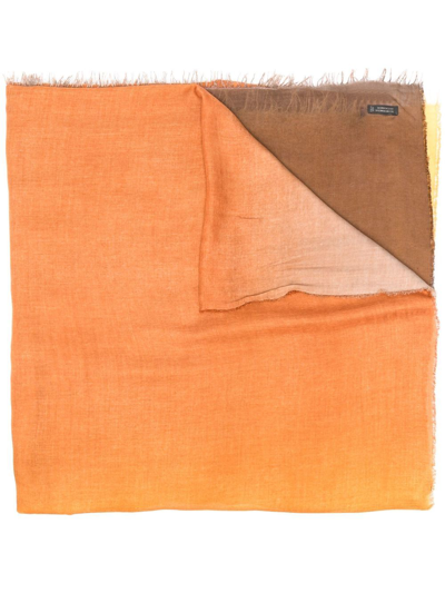 Faliero Sarti Colour-block Frayed Scarf In Orange