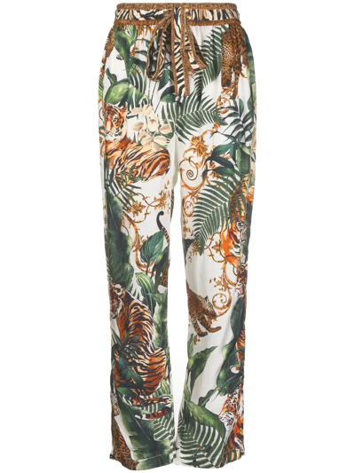 Camilla Tiger Trap-print Drop Crotch Trousers In Grün