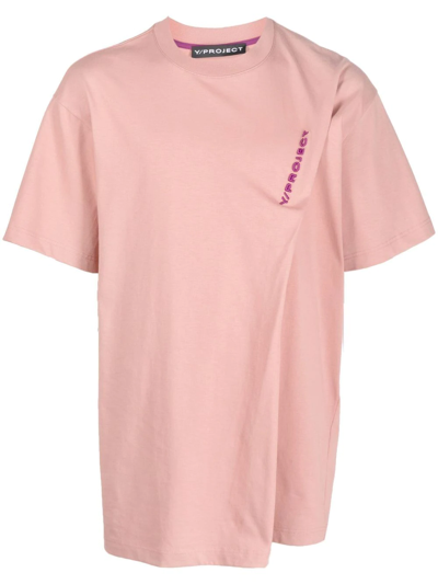 Y/project Logo-print Cotton T-shirt In Pink