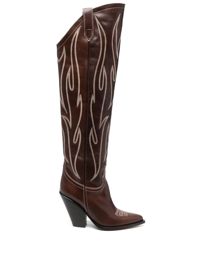 Sonora Hermosillo 90 Texan Boots In Brown Leather In Black