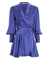 Zimmermann Silk-satin Mini Wrap Dress In Purple