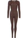 Marine Serre Crescent Moon-print Long-sleeved Jumpsuit In Brown