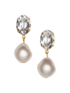 Jennifer Behr Women's Tunis 24k Gold-plated, Crystal & Glass Pearl Drop Earrings In Clear