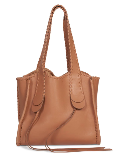 Chloé Medium Mony Whipstitch Leather Tote In Light Tan