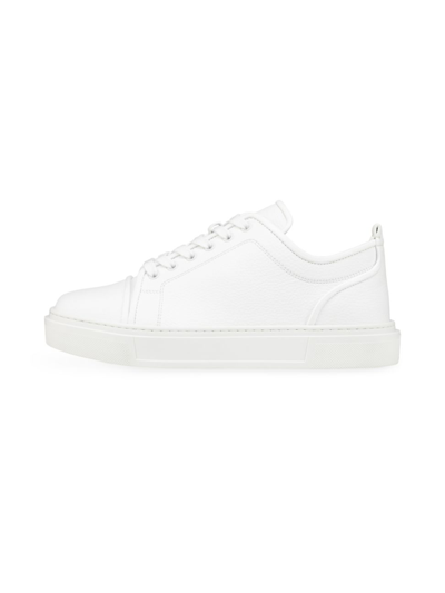 Christian Louboutin Men's Louis Junior Leather Red Sole Sneakers In White