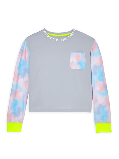 Rockets Of Awesome Kids' Little Girl's & Girl's Active Pastel Clouds Tee In Arctic Ice