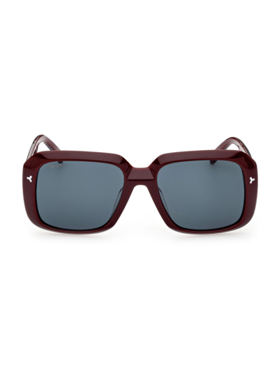 Bally 57mm Square Acetate Sunglasses In Red