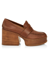 Gabriela Hearst Augusta Leather Platform Penny Loafers In Camel