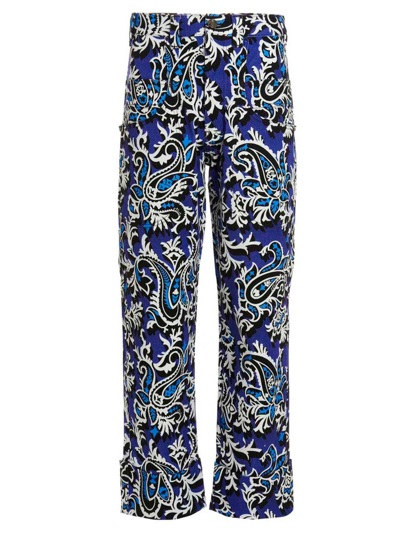 Etro Floral-print Straight-leg Trousers In Blue