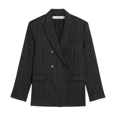 Iro Goni Pinstripe Tailored Blazer In Black/grey