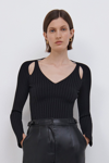 Jonathan Simkhai Sylvie Compact Rib Stretch Top In Black