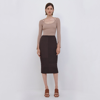 Jonathan Simkhai Ashton Plaited Midi Skirt In Chocolate Multi