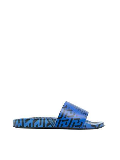 Versace Rubber Slippers In Blue