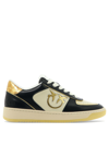 Pinko Bondy Sneaker With Black And White Contrasting Inserts In Calf Leather And Rubber, Side Application