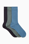 Cos 3-pack Mercerized Cotton Socks In Turquoise