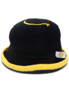 PHILOSOPHY DI LORENZO SERAFINI PHILOSOPHY  BY LORENZO SERAFINI X SMILEY COMPANY BLACK AND YELLOW BUCKET HAT