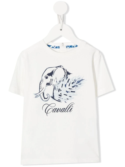 Roberto Cavalli Junior Babies' Animal-print T-shirt In White