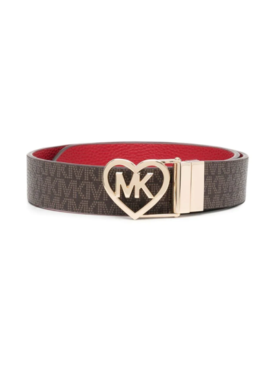 Michael Kors Kids' Logo-print Belt In Brown