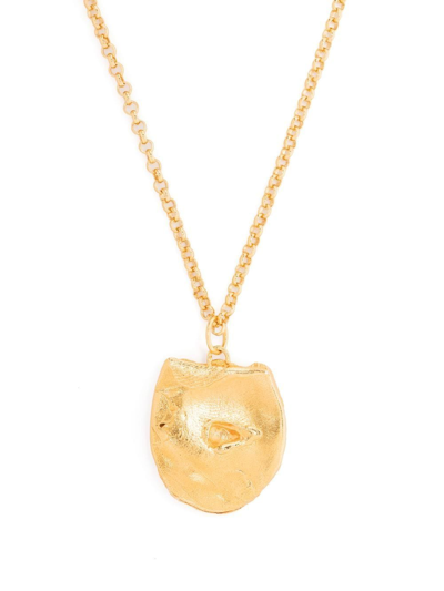 Alighieri Hammered-pendant Gold-plated Necklace