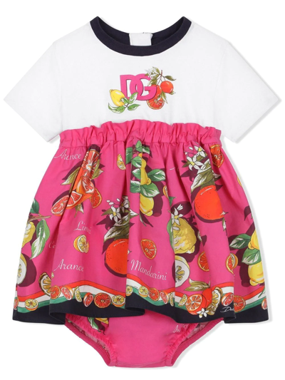 Dolce & Gabbana Baby Girl's Citrus Print Dress & Bloomers Set In Pink Multi