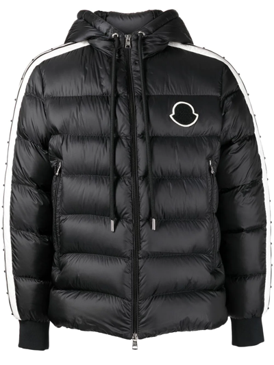 Moncler Stripe-detail Padded Jacket In Black
