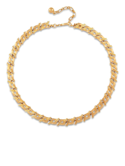 Pre-owned Susan Caplan Vintage 1960s Trifari Sculpted Necklace In Gold