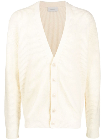 Lemaire Button-down Knit Cardigan In Neutrals