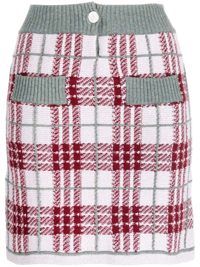 Barrie Knitted Check-print Mini Skirt In Multicolour