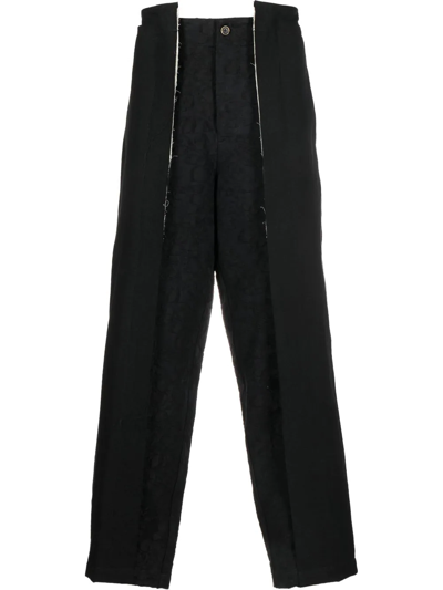 Uma Wang Raw-cut Patterned-jacquard Trousers In Black