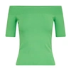 Alexander Mcqueen Womens Chrome Green Off-the-shoulder Fitted Stretch-woven Top Xs In Acid Green
