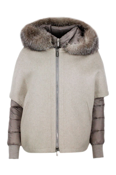 Moorer 3 In One Jacket Consisting Of: Internal Down Jacket In Real Down And External Hood With Hood In Pure In Beige