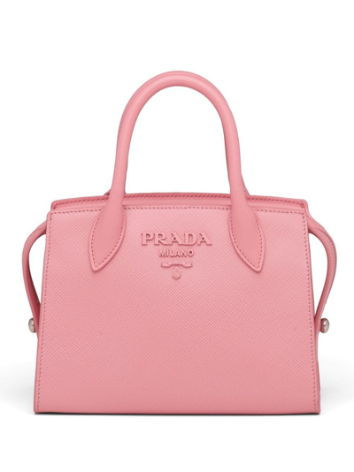 Prada Logo标牌手提包 In Pink