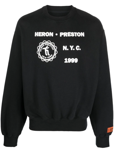 Heron Preston Medieval Heron Oversize Crewneck Sweatshirt In Black